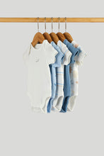 Load image into Gallery viewer, Mothercare 5 Pack Blue Short-Sleeved Bodysuits
