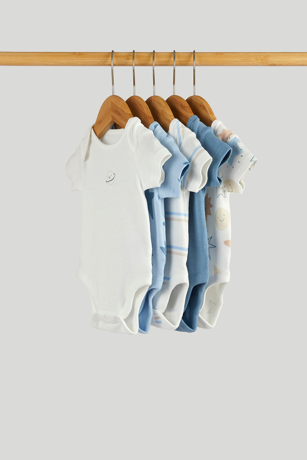 Mothercare 5 Pack Blue Short-Sleeved Bodysuits