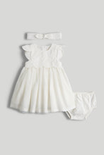 Load image into Gallery viewer, Mothercare 3-Piece White Embroidered Occasion Dress Outfit
