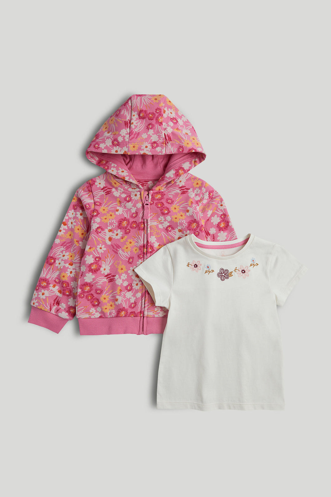 Mothercare Cream T-Shirt and Hoodie Set