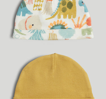 Mothercare 2 Pack Dino Cotton Baby Hats