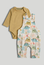 Load image into Gallery viewer, Mothercare Dinosaur Dungarees and Bodysuit Outfit
