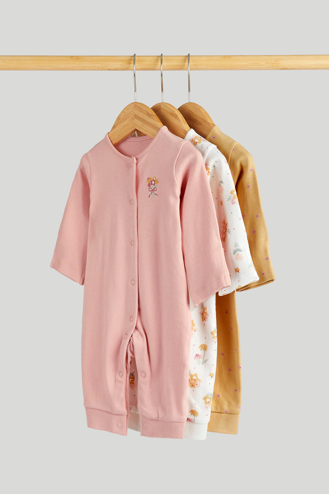 Mothercare 3 Pack Floral Footless Sleepsuits