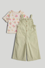 Load image into Gallery viewer, Mothercare Green Dungarees and T-Shirt Set
