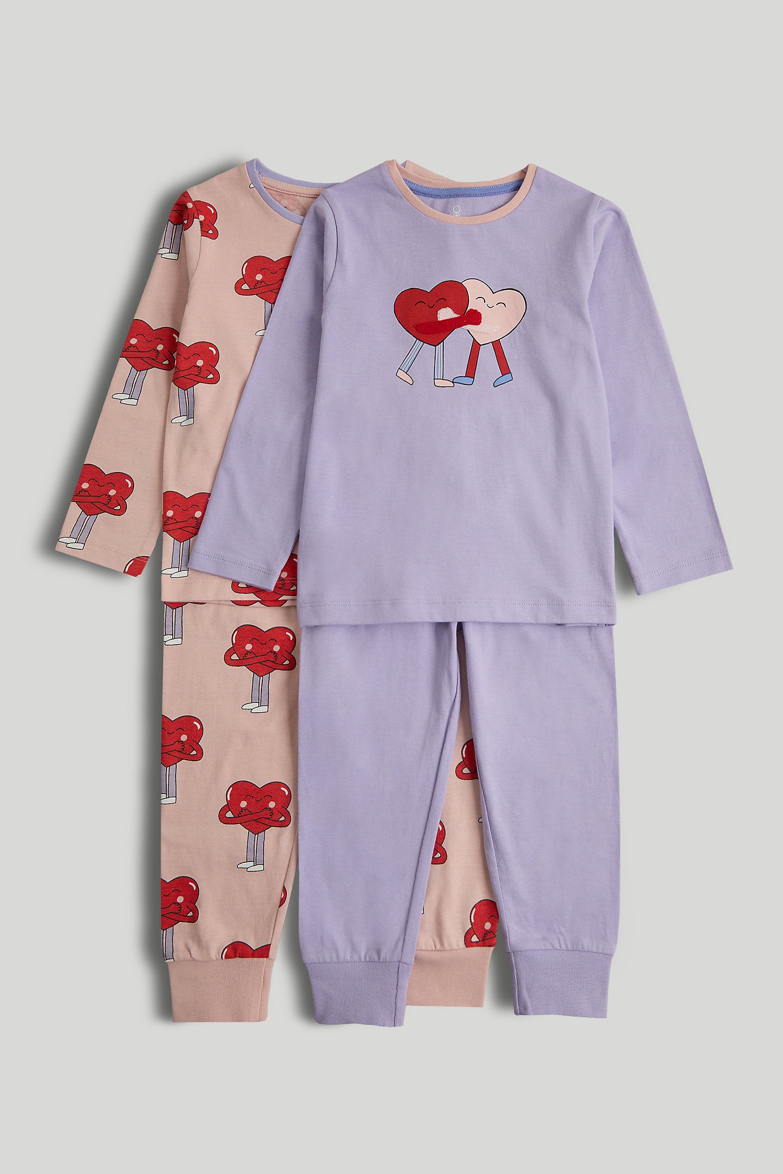 Mothercare 2 Pack Hugging Hearts Pyjamas