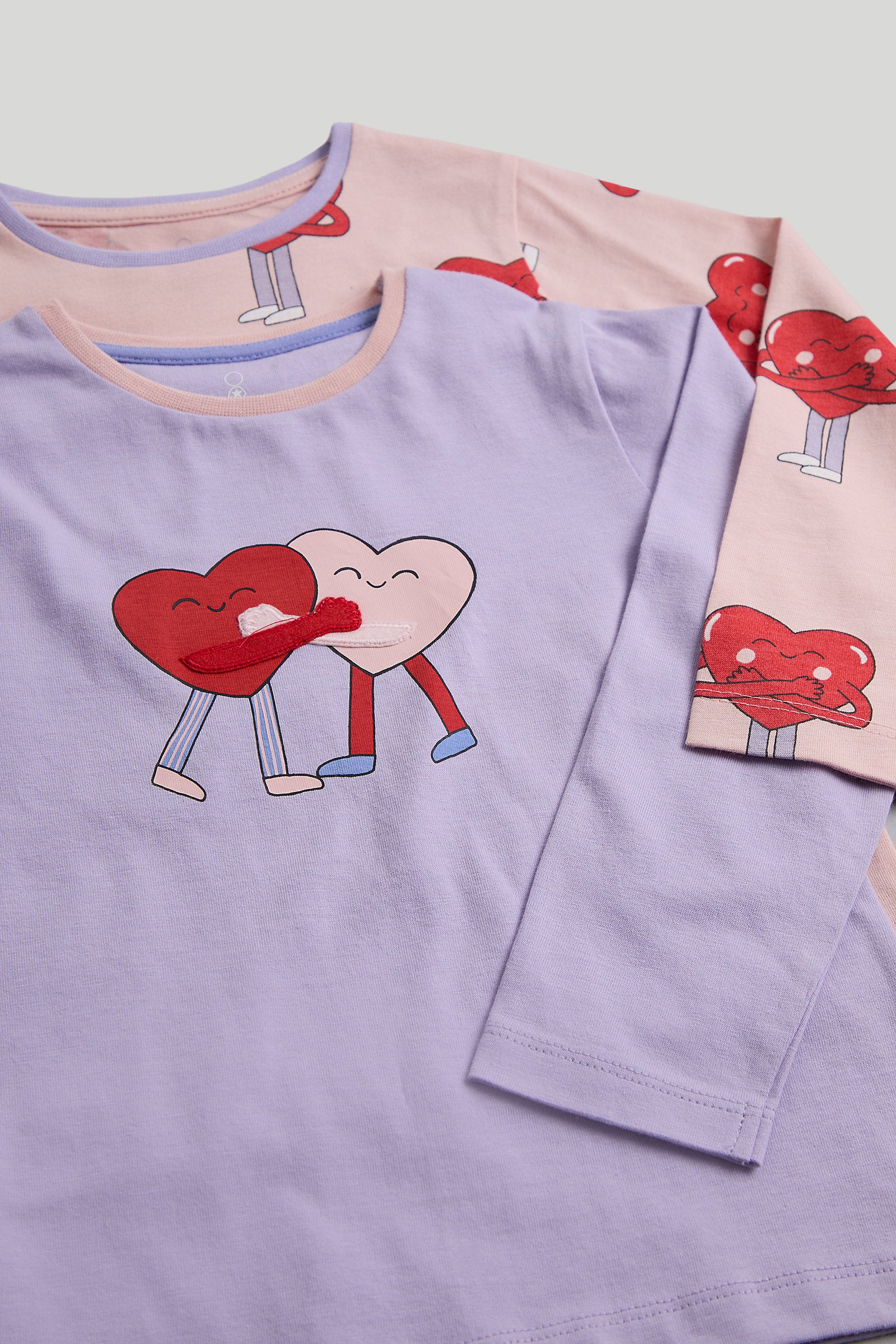 Mothercare 2 Pack Hugging Hearts Pyjamas