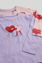 Load image into Gallery viewer, Mothercare 2 Pack Hugging Hearts Pyjamas

