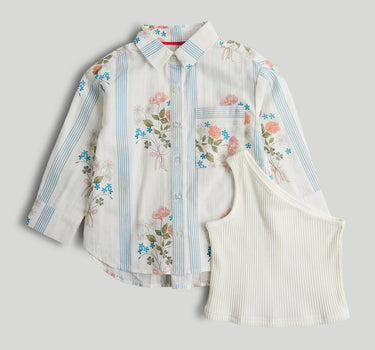 Mothercare Floral Shirt and T-Shirt Set