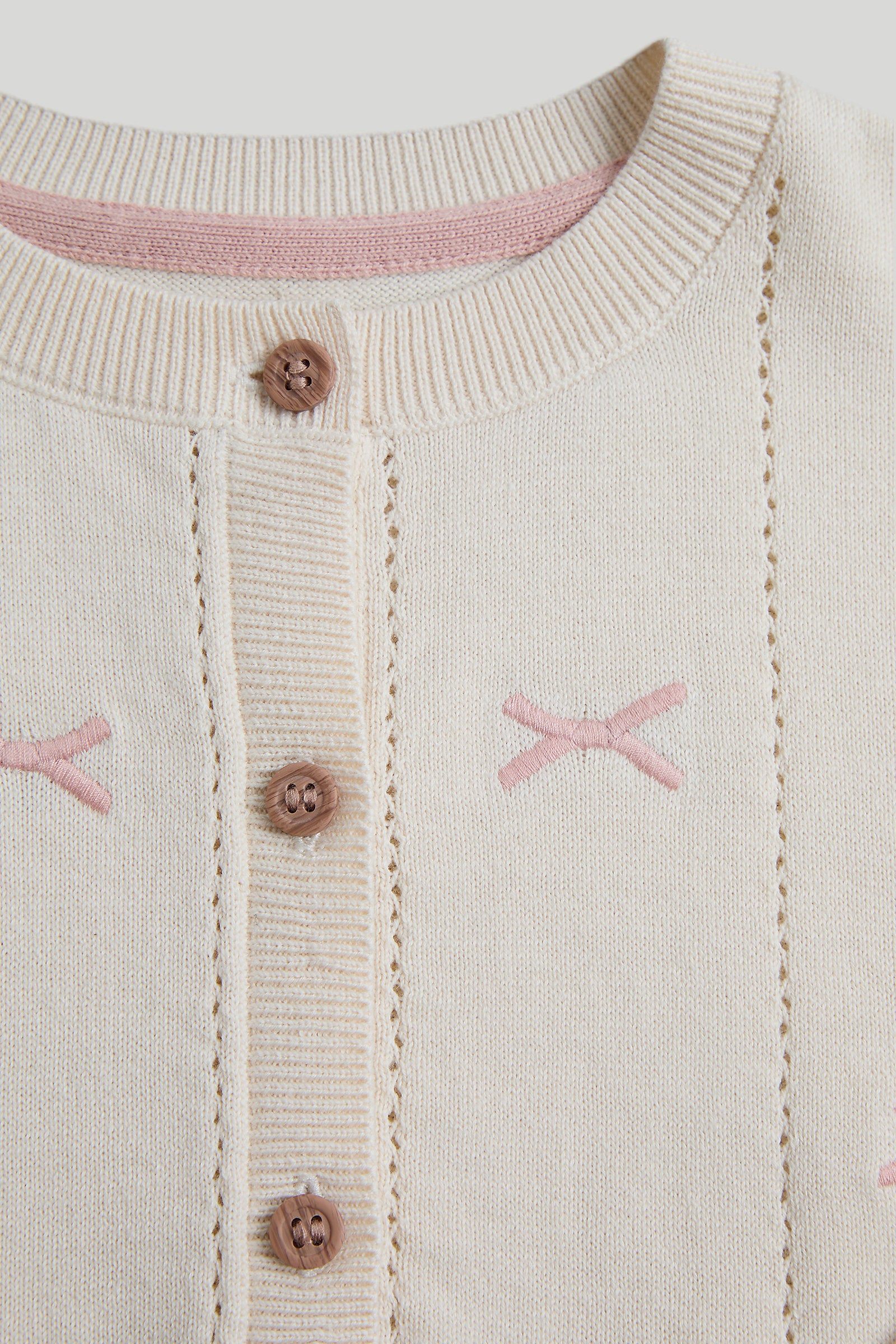 Mothercare Cream Pointelle Embroidered Cardigan