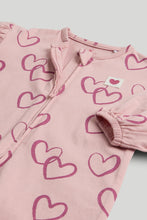 Load image into Gallery viewer, Mothercare My First Pink Hearts Zip-Up All-in-One
