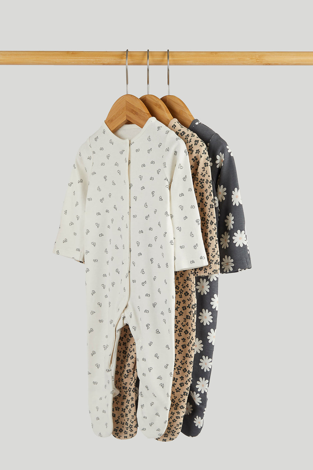 Mothercare 3 Pack Flower Sleepsuits