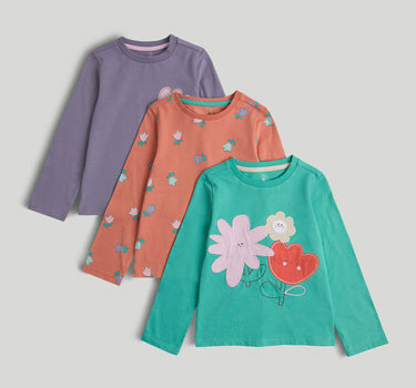 Mothercare 3 Pack Flower Long-Sleeved T-Shirt