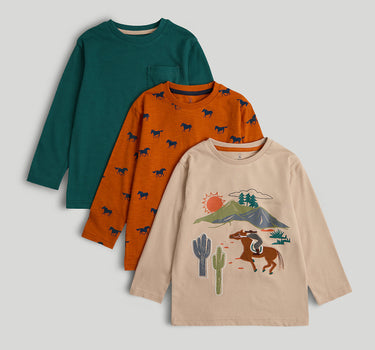 Mothercare 3 Pack Horse Long-Sleeved T-Shirt
