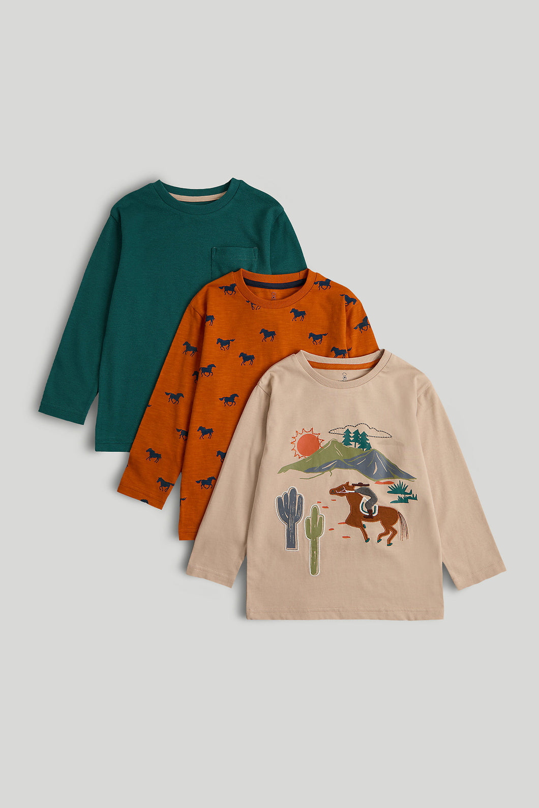 Mothercare 3 Pack Horse Long-Sleeved T-Shirt