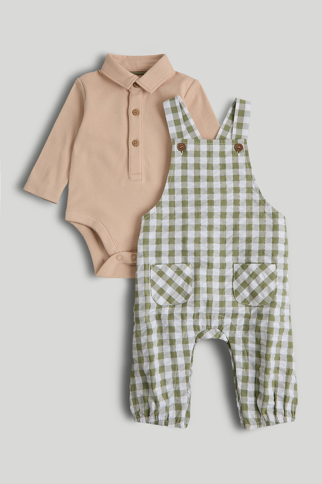 Mothercare Checked Dungarees and Bodysuit Outfit