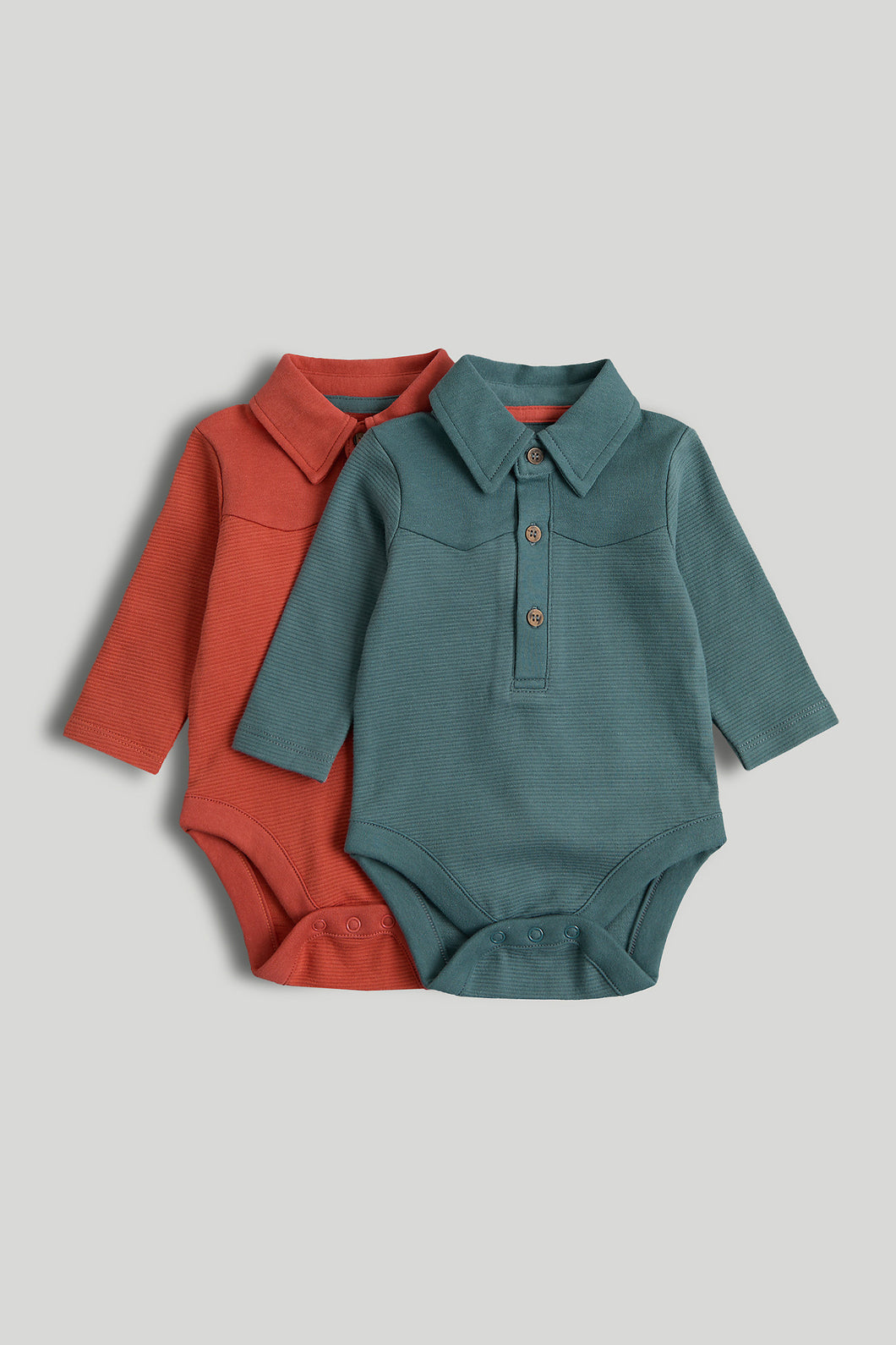 Mothercare 2 Pack Polo Long-Sleeved Bodysuits
