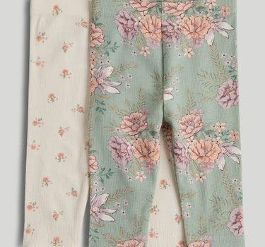 Mothercare 2 Pack Floral Ribbed Leggings