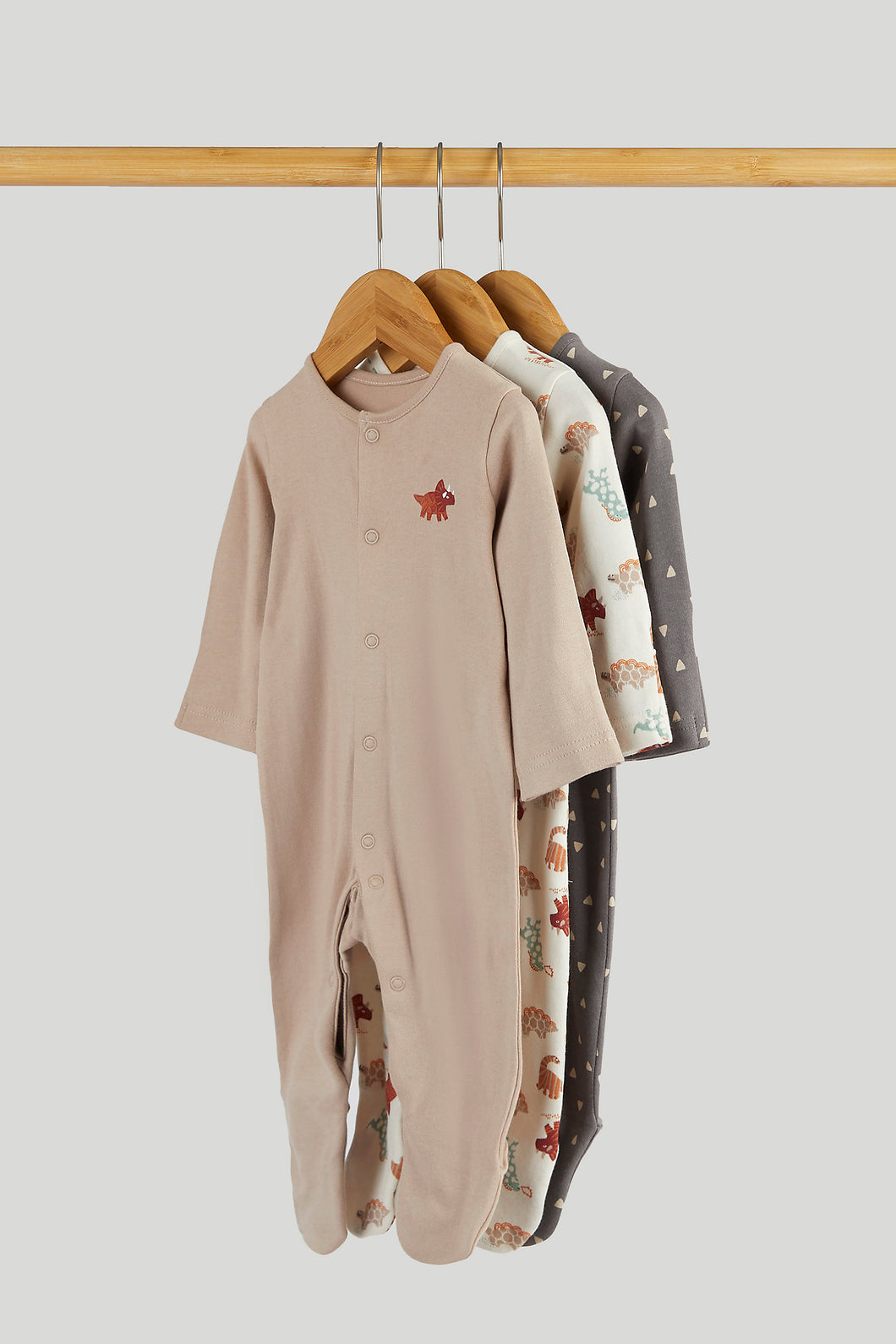 Mothercare 3 Pack Dinosaur Sleepsuits