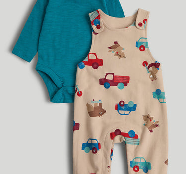 Mothercare Transport Dungarees and Bodysuit Outfit