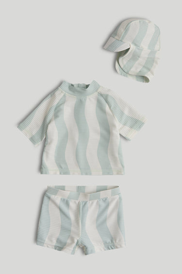 Mothercare Sunsafe UPF50+ Rash Vest, Shorts and Keppi Hat