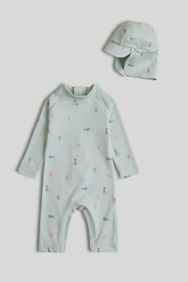 Mothercare Sunsafe UPF50+ Rash Suit and Keppi Hat