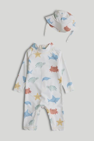 Mothercare Sunsafe UPF50+ Rash Suit and Keppi Hat