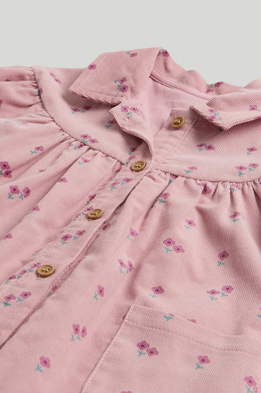 Mothercare Pink Cord Dress and Tights Outfit