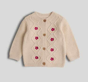 Mothercare Pink Flower Knitted Cardigan