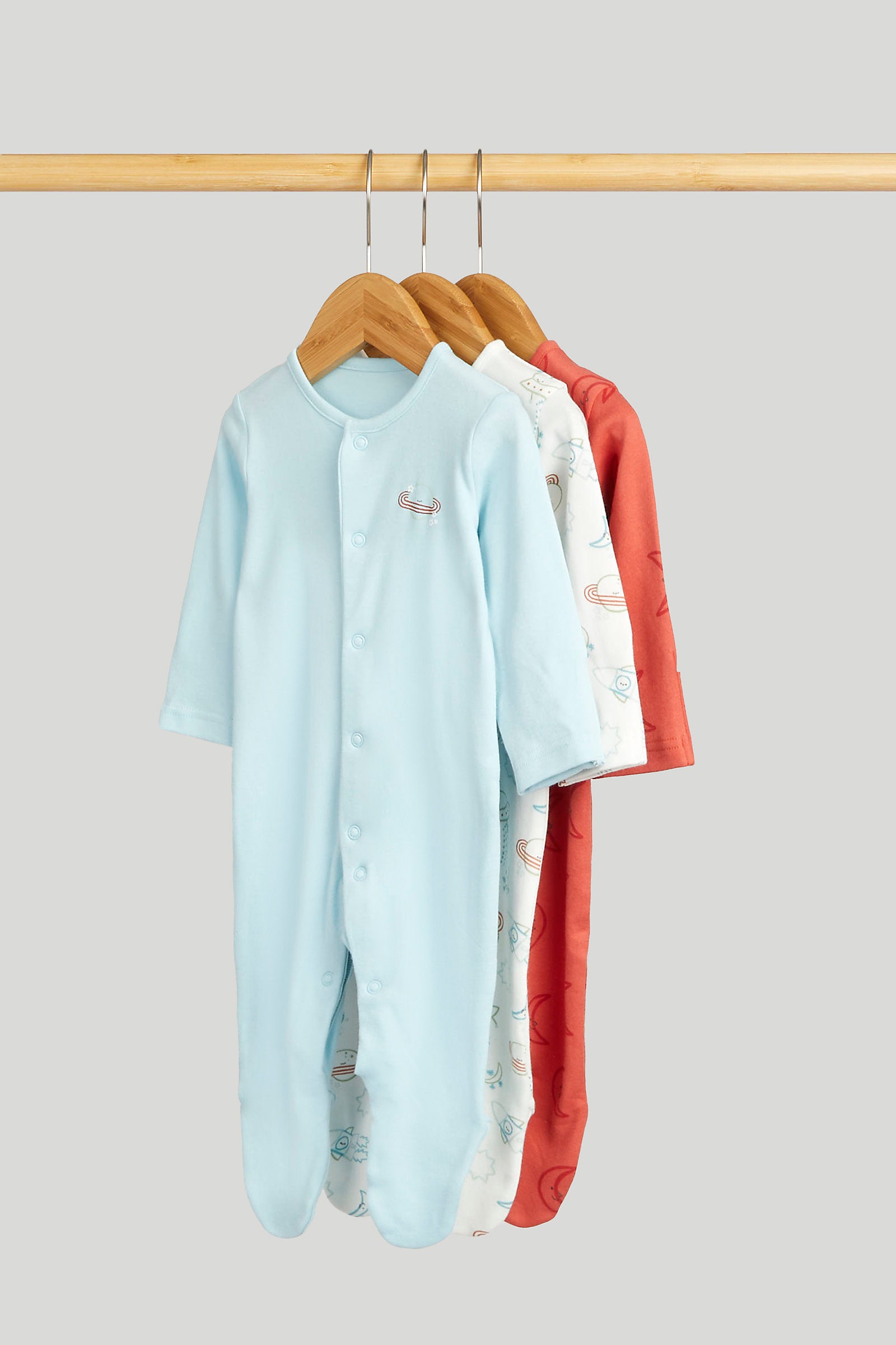 Mothercare 3 Pack Space Sleepsuits – mothercare malaysia