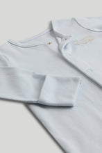 Load image into Gallery viewer, Mothercare 3 Pack My First Blue Sleepsuits
