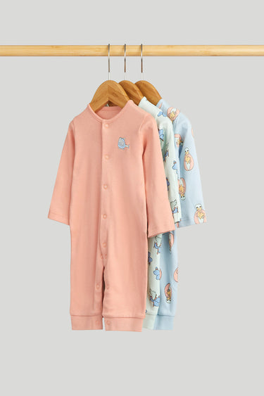 Mothercare 3 Pack Cartoon Footless Sleepsuits