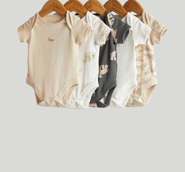 Mothercare 5 Pack Animals Short-Sleeved Bodysuits
