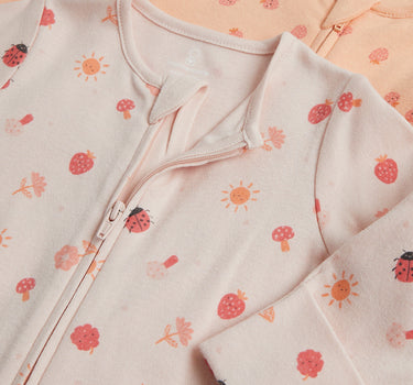 Mothercare 2 Pack Footless Zip-Up Sleepsuits