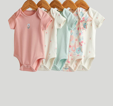 Mothercare 5 Pack Floral Short-Sleeved Bodysuits