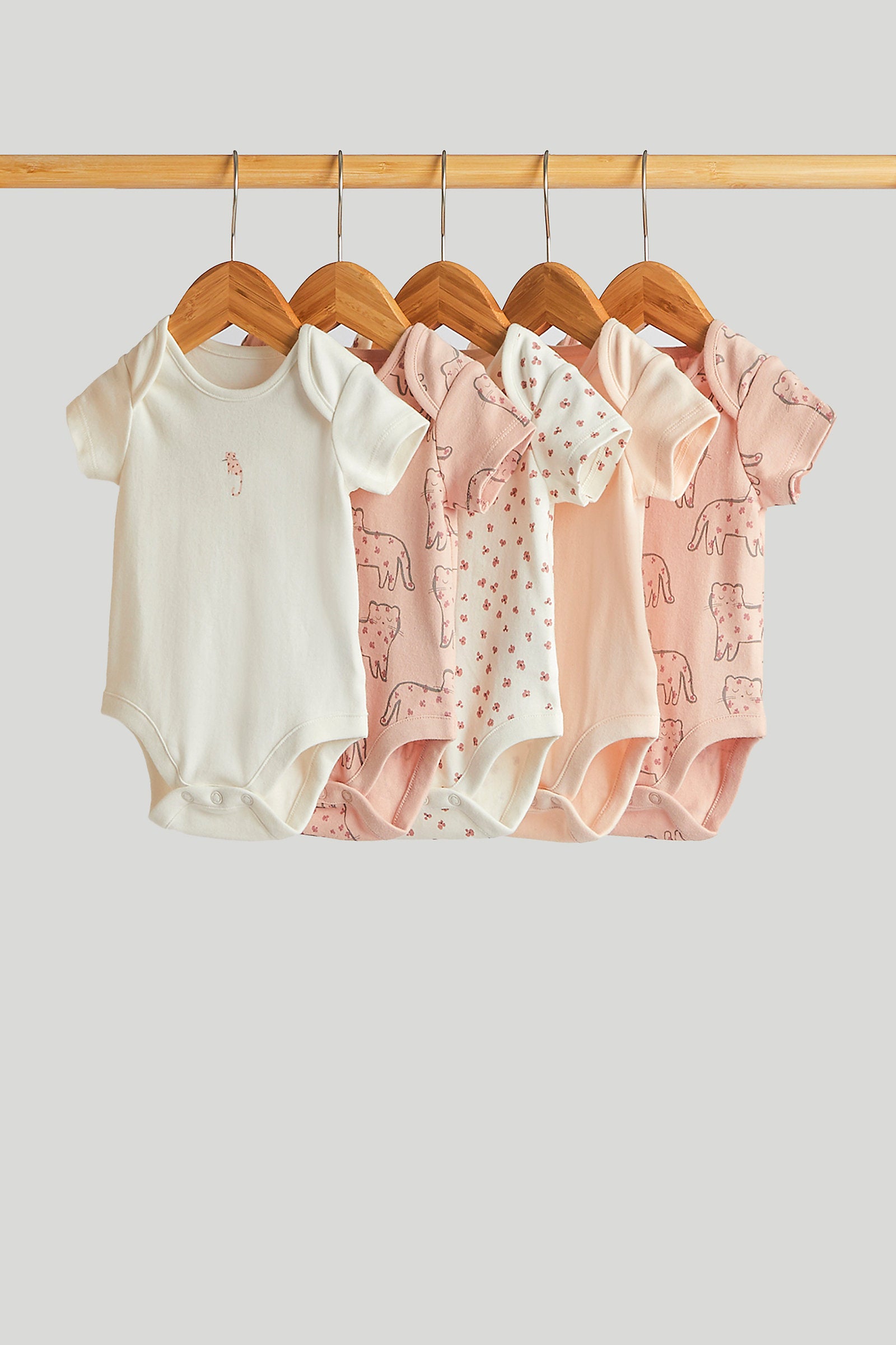 Mothercare 5 Pack My First Leopard Short-Sleeved Bodysuits