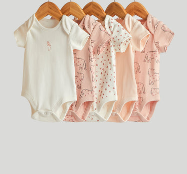 Mothercare 5 Pack My First Leopard Short-Sleeved Bodysuits