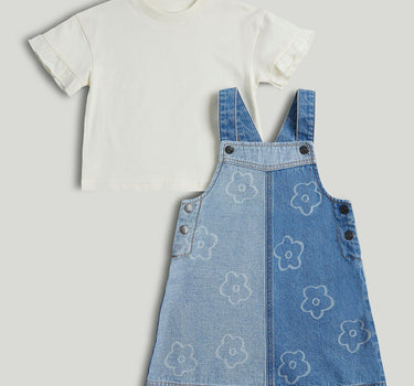 Mothercare Denim Pinny Dress and T-Shirt Outfit