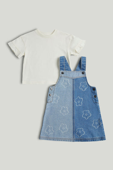 Mothercare Denim Pinny Dress and T-Shirt Outfit