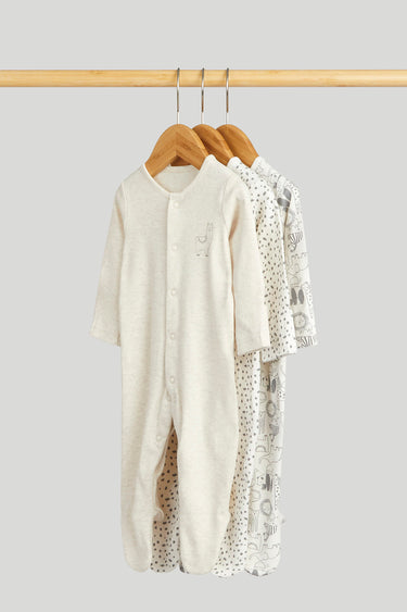 Mothercare 3 Pack Safari Sleepsuits