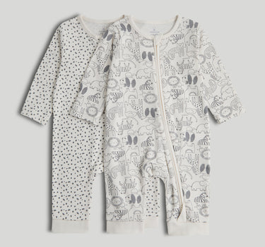 Mothercare 2 Pack Footless Zip-Up Sleepsuits