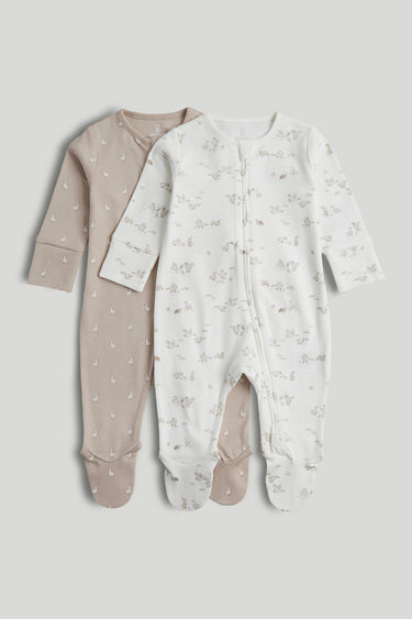 Mothercare 2 Pack My First Zip-Up Sleepsuits