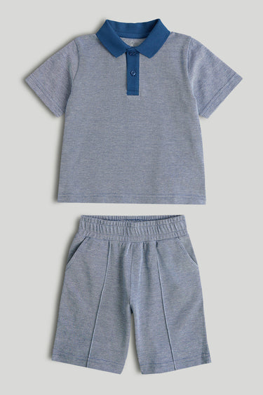 Mothercare Blue Polo Shirt and Shorts Outfit