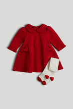 Load image into Gallery viewer, Mothercare Red Quilted Dress and Tights Outfit
