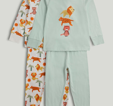 Mothercare 2 Pack Animal Lift-the-Flap Pyjamas