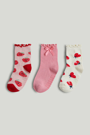 Mothercare 3 Pack Strawberry Slip-Resist Socks