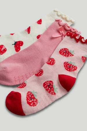 Mothercare 3 Pack Strawberry Slip-Resist Socks