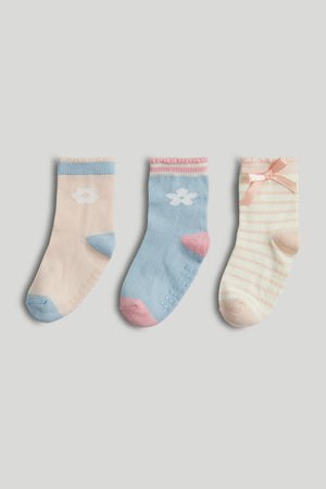 Mothercare 3 Pack Flower Slip-Resist Socks