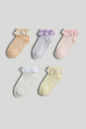 Mothercare 5 Pack Lace-Trim Trainer Socks