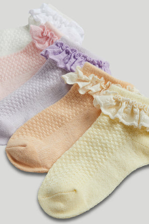 Mothercare 5 Pack Lace-Trim Trainer Socks