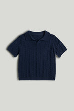 Load image into Gallery viewer, Mothercare Navy Knitted Polo Shirt
